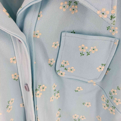 ポリナイロン 花刺繍 半袖 オープンカラーシャツ レディース