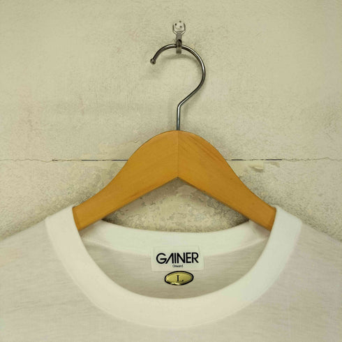 GAINER 袖裾シングル 企業ロゴプリントクルーネックTシャツ メンズ L