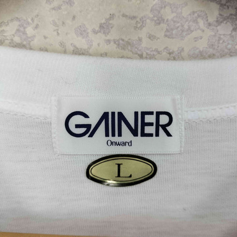 GAINER 袖裾シングル 企業ロゴプリントクルーネックTシャツ メンズ L