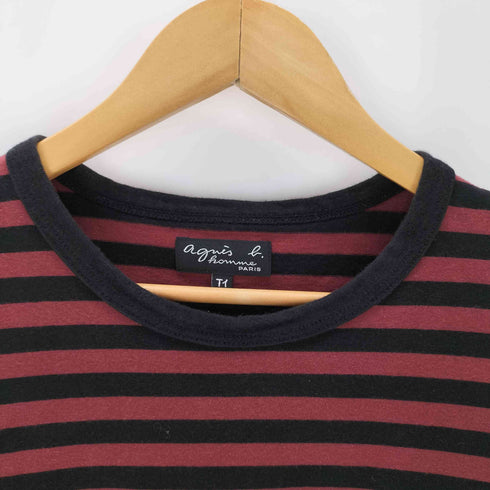 アニエスベーオム Agnes b.homme 細 ボーダー コットン 長袖 Tシャツ Coulos L/S カットソー ロンT メンズ T1