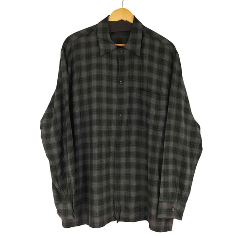コモリ COMOLI レーヨンチェック オープンカラーシャツ メンズ