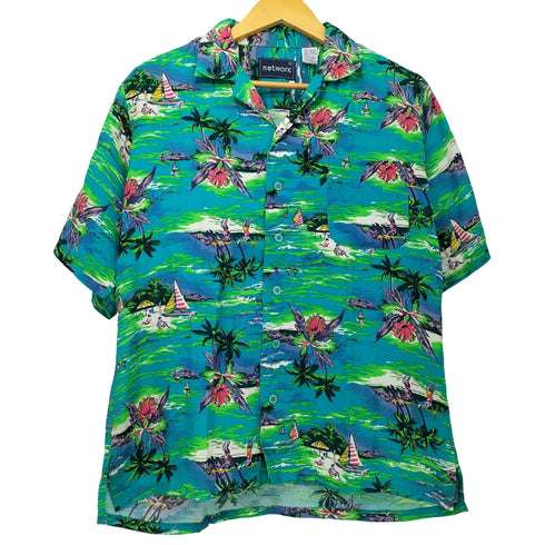 network 90s レーヨン アロハシャツ メンズ import:M