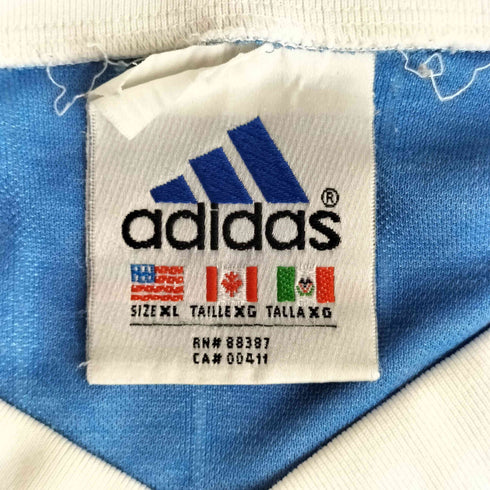 アディダス adidas 90S 企業ロゴ スリーストライプ Vネック ゲーム シャツ メンズ
