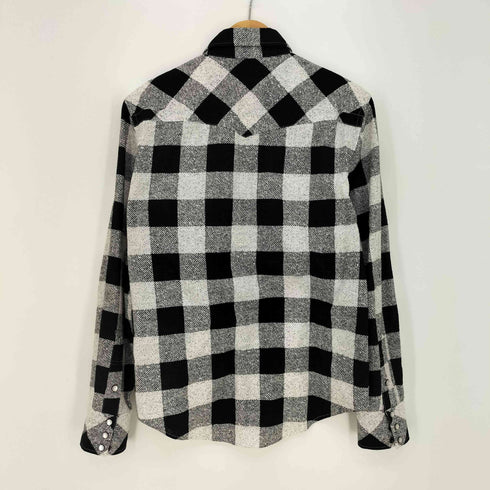 n n ブロックチェック フロントダブルフラップポケット スナップボタン L/S ウエスタン ネルシャツ メンズ JPN:3