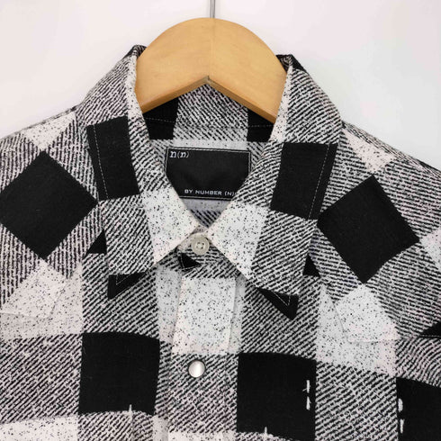n n ブロックチェック フロントダブルフラップポケット スナップボタン L/S ウエスタン ネルシャツ メンズ JPN:3