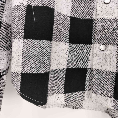 n n ブロックチェック フロントダブルフラップポケット スナップボタン L/S ウエスタン ネルシャツ メンズ JPN:3