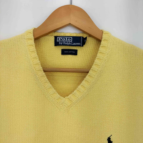 ポロバイラルフローレン Polo by RALPH LAUREN 90-00s コットン ポニー刺繍 Vネック ニットベスト メンズ import:M