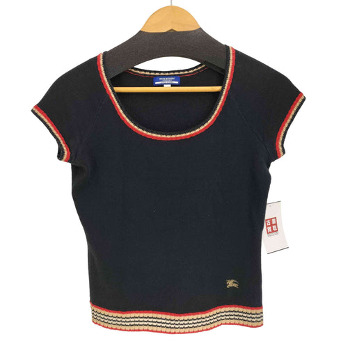 バーバリーブルーレーベル BURBERRY BLUE LABEL ホースロゴ刺繍 半袖 ニット レディース import:M