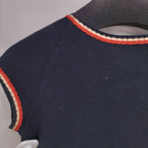 バーバリーブルーレーベル BURBERRY BLUE LABEL ホースロゴ刺繍 半袖 ニット レディース import:M