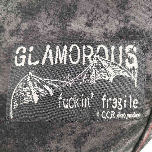 GLAMOROUS fuckin’ fragileラメ 蜘蛛の巣 切替 フェイクレザー ドラキュラ マント Y2K メンズ JPN:XL