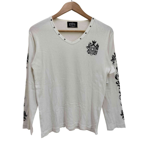MOVENPICK クロス エンブレム Vネック ハトメ L/S カットソー Y2K メンズ import:M