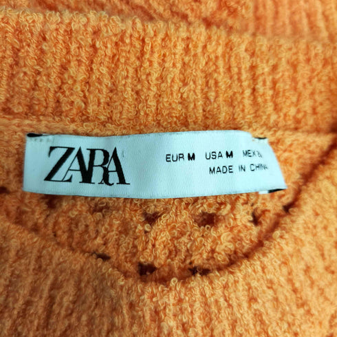 ザラ ZARA S/S メッシュニットトップス レディース import:M