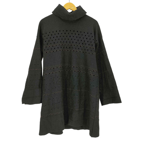 ヒロコビス HIROKO BIS カットデザイン ナイロン混 ウール ワンピース レディース