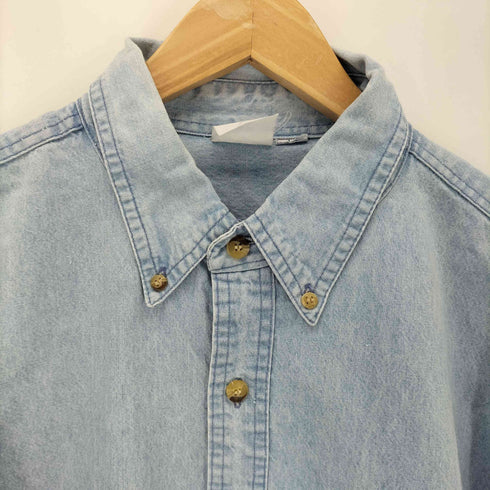 キャラクターポケット刺繍 デニムシャツ メンズ import:L