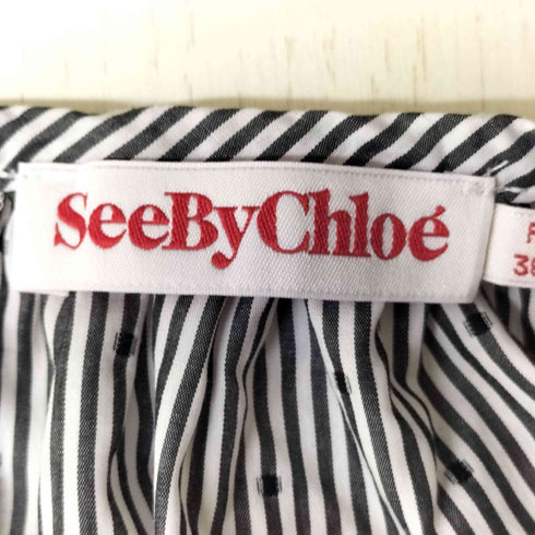 シーバイクロエ SEE BY CHLOE ストライプ ドット 刺繍 スカート レディース FR:36