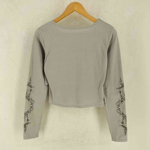袖プリントクルーネック サムホール L/S Tシャツ Y2K レディース JPN:M