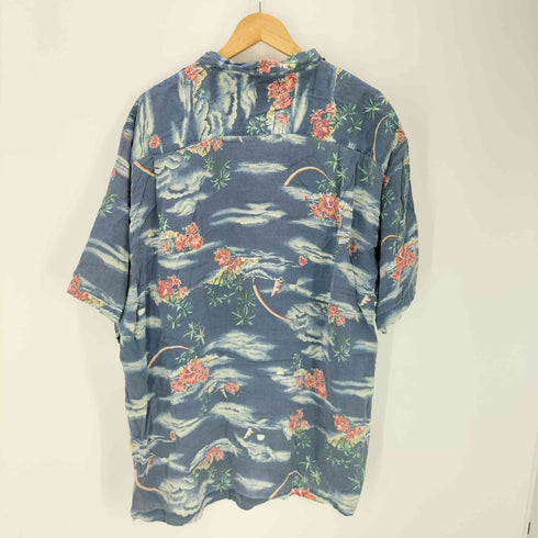 トミーバハマ Tommy Bahama 90-00S OLD レーヨン 100% 総柄 フラワー ハイビスカス S/S 開襟 オープンカラー アロハ シャツ メンズ import:XL