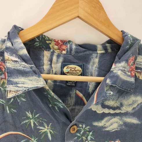 トミーバハマ Tommy Bahama 90-00S OLD レーヨン 100% 総柄 フラワー ハイビスカス S/S 開襟 オープンカラー アロハ シャツ メンズ import:XL