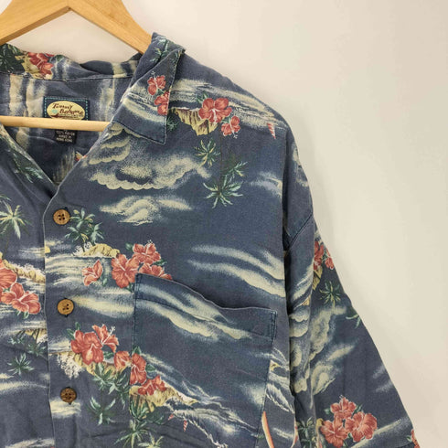 トミーバハマ Tommy Bahama 90-00S OLD レーヨン 100% 総柄 フラワー ハイビスカス S/S 開襟 オープンカラー アロハ シャツ メンズ import:XL