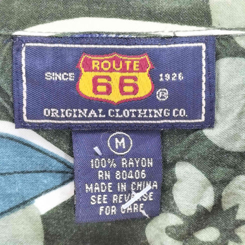 ROUTE 66 90-00S OLD レーヨン 100% フラワー サーフ 総柄 S/S 開襟 オープンカラー シャツ メンズ import:M