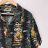 Qcean Gurrent 90-00S OLD レーヨン 100% ヤシの木 フラワー パイナップル 総柄 S/S 開襟 オープンカラー アロハ シャツ メンズ import:XL