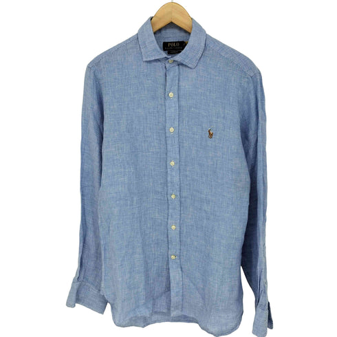 ポロラルフローレン POLO RALPH LAUREN CUSTOM FIT ポニー刺繍 リネン100 長袖シャツ メンズ 14.5