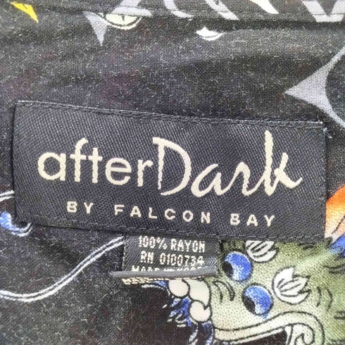 after Dank 90-00S OLD レーヨン 100% 龍 ドラゴン 総柄 S/S 開襟 オープンカラー シャツ メンズ import:XL