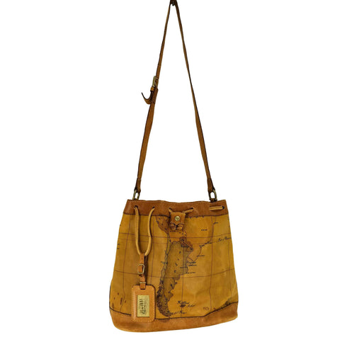 Alviero Martini Leather イタリア製 地図柄 レザー バケットバッグ import レディース