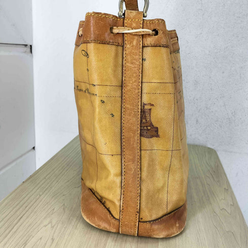 Alviero Martini Leather イタリア製 地図柄 レザー バケットバッグ import レディース