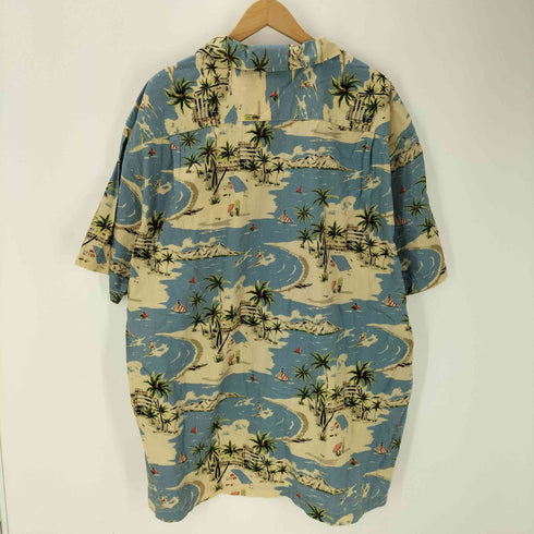 ギャップ Gap 00S 00SS 紺タグ OLD ヤシの木 サーフ 総柄 S/S 開襟 オープンカラー アロハ シャツ メンズ import:XL