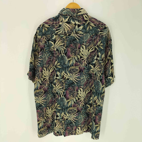 ヴァンヒューゼン VAN HEUSEN 90-00S OLD レーヨン 100% 総柄 葉 リーフ S/S シャツ メンズ import:L