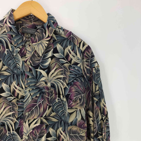 ヴァンヒューゼン VAN HEUSEN 90-00S OLD レーヨン 100% 総柄 葉 リーフ S/S シャツ メンズ import:L