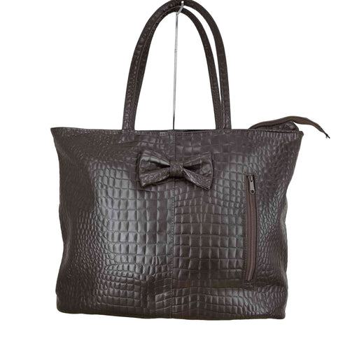 faux leather フェイク レザー リボン付 トートバッグ レディース