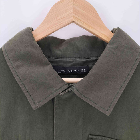 ザラ ZARA バック スパンコール ラメ 刺繍 装飾 ミリタリー ブルゾン ジャケット 裾ドローコード レディース import:L