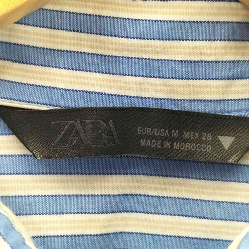 ザラ ZARA Stripe Poplin Shirt ストライプ柄 シャツ レディース import:M