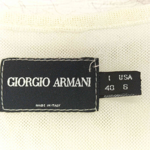 ジョルジオアルマーニ Giorgio Armani メッシュ ラインストーン 花刺繍 半袖 Tシャツ レディース US:6