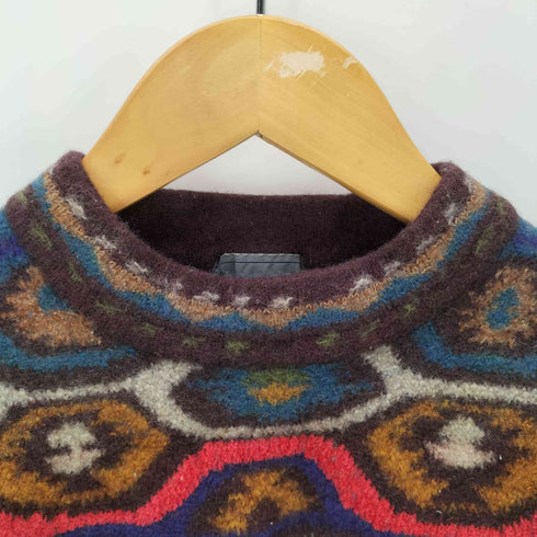 ケンゾー KENZO 80-90S OLD モール糸 総柄 クロップド ニット セーター レディース