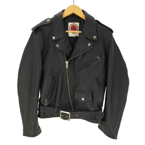 ラッキーストライク LUCKY STRIKE 90-00S OLD 裏地キルティング 牛革 カウレザー ダブル ライダース ジャケット メンズ import:L