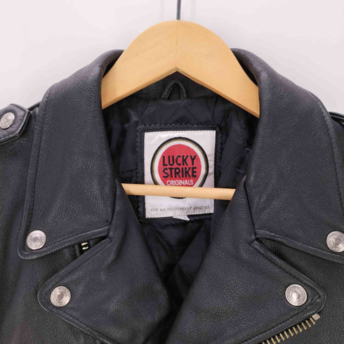 ラッキーストライク LUCKY STRIKE 90-00S OLD 裏地キルティング 牛革 カウレザー ダブル ライダース ジャケット メンズ import:L