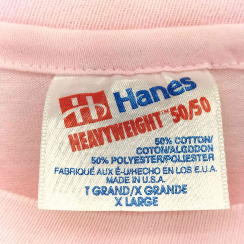 ヘインズ Hanes 90s USA製 シングルステッチ ネックレスデザイン クルーネックTシャツ メンズ import:XL