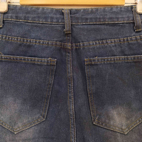 ダメージ加工 ワイドデニムパンツ レディース M