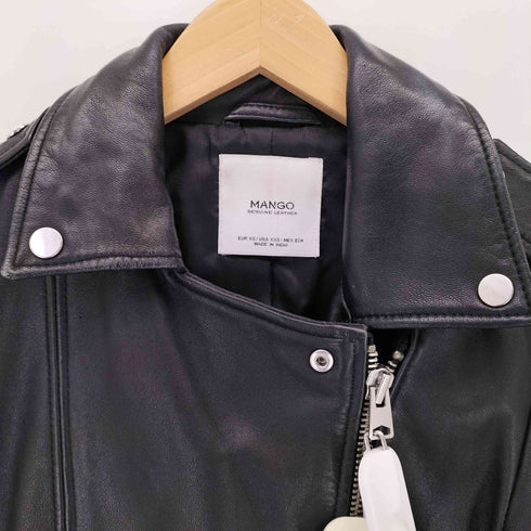 マンゴ MANGO シープレザー ダブルライダースジャケット レディース XS