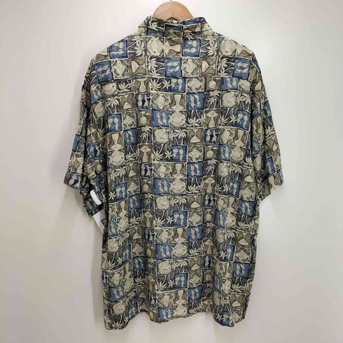 ヴァンヒューゼン VAN HEUSEN 90S タイル 総柄 レーヨン S/S アロハ シャツ メンズ import:XL
