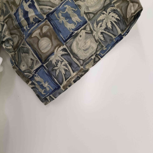 ヴァンヒューゼン VAN HEUSEN 90S タイル 総柄 レーヨン S/S アロハ シャツ メンズ import:XL
