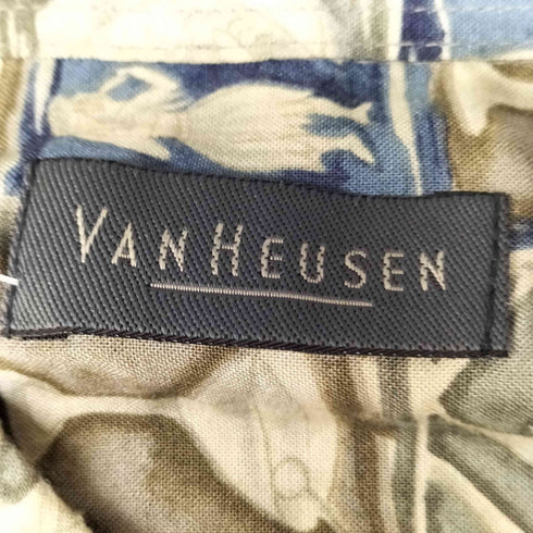 ヴァンヒューゼン VAN HEUSEN 90S タイル 総柄 レーヨン S/S アロハ シャツ メンズ import:XL