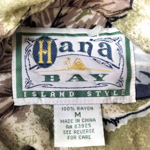 HANA BAY 90-00S 総柄 プリント レーヨン S/S アロハ シャツ メンズ import:M