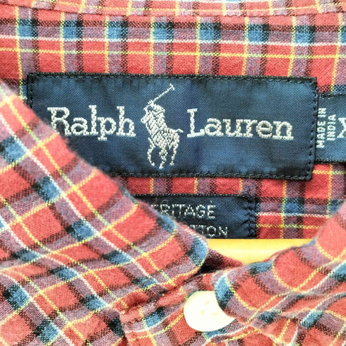 ラルフローレン RALPH LAUREN インド製 HERITAGE スモールポニー刺繍 チェック BD シャツ メンズ import:XXL
