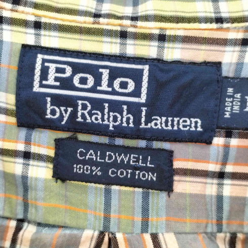 ポロバイラルフローレン Polo by RALPH LAUREN CALDWELL インド製 スモールポニー刺繍 チェック オープンカラーシャツ メンズ import:M
