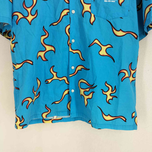 ゴルフワン GOLF WANG 総柄 ファイヤーパターン S/S シャツ メンズ import:L