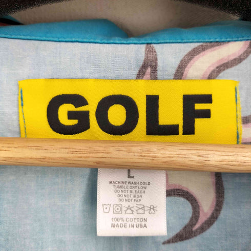 ゴルフワン GOLF WANG 総柄 ファイヤーパターン S/S シャツ メンズ import:L